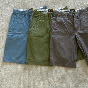 3 pair sz 8 Boys’ Solid Cotton Cargo Shorts slate gray, blue, olive excell cond